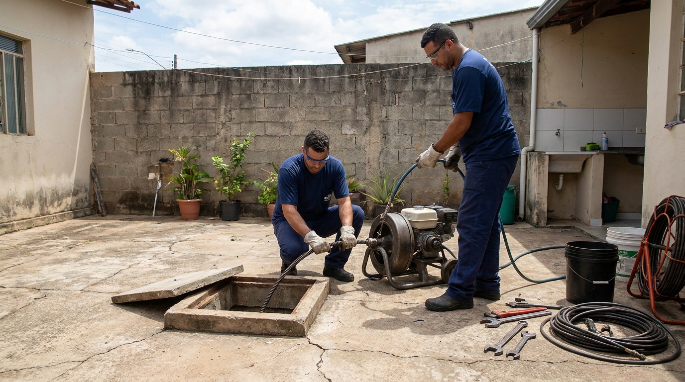 Desentupimento de esgoto residencial em Caruaru‑PE