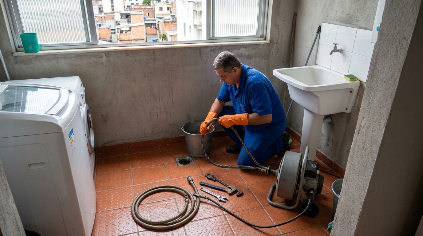Desentupimento de ralo com equipamento em Caruaru‑PE